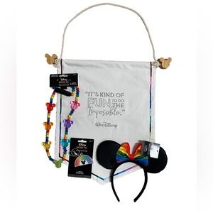 Disney Pride Collection Bundle Mickey Ears Necklace Key Chain Sign